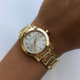 Buy Shop Burberry Heritage White Dial Gold Steel Strap Watch for Women - BU9203 USA Online