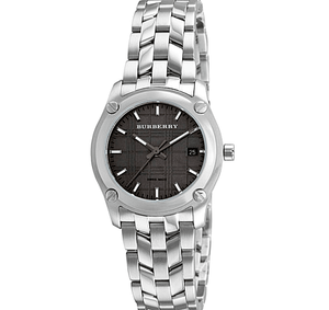 Buy Shop Burberry Herringbone Grey Dial Silver Steel Strap Watch for Women - BU1851 USA Online