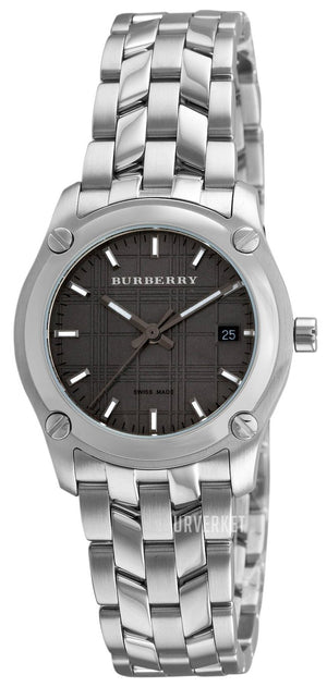 Buy Shop Burberry Herringbone Grey Dial Silver Steel Strap Watch for Women - BU1851 USA Online