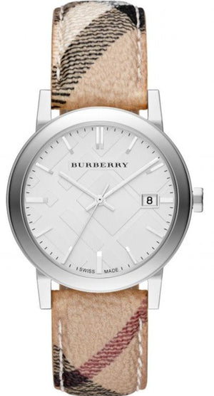 Buy Shop Burberry The City Silver Dial Brown Leather Strap Watch for Women - BU9025 USA Online