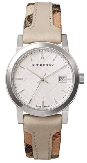 Buy Shop Burberry The City White Dial Beige Leather Strap Watch for Women - BU9132 USA Online