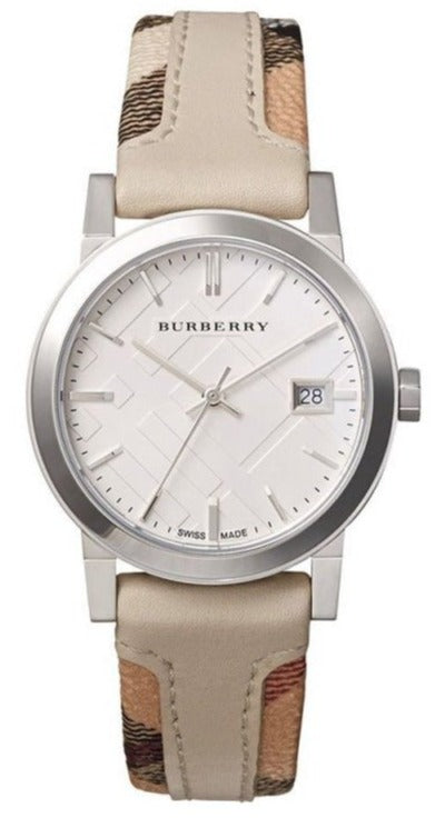 Buy Shop Burberry The City White Dial Beige Leather Strap Watch for Women - BU9132 USA Online