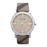 Buy Shop Burberry The City Nova Beige Dial Grey Leather Strap Watch for Women - BU9023 USA Online