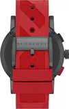 Burberry The City Chronograph Black Dial Red Rubber Strap Watch For Men - BU9805