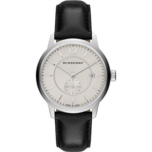 Buy Shop Burberry The Classic Horseferry Beige Dial Black Leather Strap Watch for Men - BU10000 USA Online