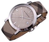 Buy Shop Burberry The City Beige Dial Chequered Brown Leather Strap Watch for Women - BU9029 USA Online