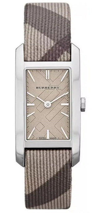 Buy Shop Burberry Nova Check Silver Dial Two Tone Leather Strap Watch For Women - BU9404 USA Online