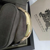 Buy Shop Burberry Pioneer Champagne Dial Haymarket Beige Leather Strap Watch for Women - BU9407 USA Online