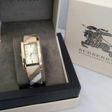 Buy Shop Burberry Pioneer Champagne Dial Haymarket Beige Leather Strap Watch for Women - BU9407 USA Online