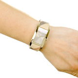 Buy Shop Burberry Pioneer Champagne Dial Haymarket Beige Leather Strap Watch for Women - BU9407 USA Online