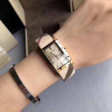 Buy Shop Burberry Pioneer Champagne Dial Haymarket Beige Leather Strap Watch for Women - BU9407 USA Online