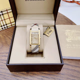 Buy Shop Burberry Pioneer Champagne Dial Haymarket Beige Leather Strap Watch for Women - BU9407 USA Online
