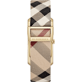Buy Shop Burberry Pioneer Champagne Dial Haymarket Beige Leather Strap Watch for Women - BU9407 USA Online