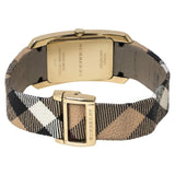 Buy Shop Burberry Pioneer Champagne Dial Haymarket Beige Leather Strap Watch for Women - BU9407 USA Online
