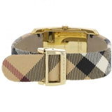 Buy Shop Burberry Pioneer Champagne Dial Haymarket Beige Leather Strap Watch for Women - BU9407 USA Online