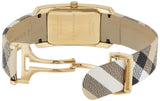 Buy Shop Burberry Pioneer Champagne Dial Haymarket Beige Leather Strap Watch for Women - BU9407 USA Online