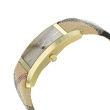 Buy Shop Burberry Pioneer Champagne Dial Haymarket Beige Leather Strap Watch for Women - BU9407 USA Online
