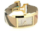 Buy Shop Burberry Pioneer Champagne Dial Haymarket Beige Leather Strap Watch for Women - BU9407 USA Online
