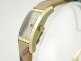 Buy Shop Burberry Pioneer Gold Dial Haymarket Beige Leather Strap Watch for Women - BU9509 USA Online