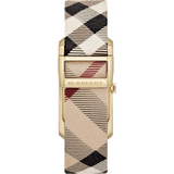 Buy Shop Burberry Pioneer Gold Dial Haymarket Beige Leather Strap Watch for Women - BU9509 USA Online