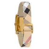 Buy Shop Burberry Pioneer Gold Dial Haymarket Beige Leather Strap Watch for Women - BU9509 USA Online