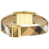 Buy Shop Burberry Pioneer Gold Dial Haymarket Beige Leather Strap Watch for Women - BU9509 USA Online