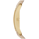 Buy Shop Burberry Pioneer Gold Dial Haymarket Beige Leather Strap Watch for Women - BU9509 USA Online