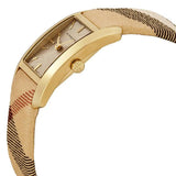 Buy Shop Burberry Pioneer Gold Dial Haymarket Beige Leather Strap Watch for Women - BU9509 USA Online