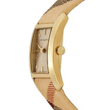 Buy Shop Burberry Pioneer Gold Dial Haymarket Beige Leather Strap Watch for Women - BU9509 USA Online