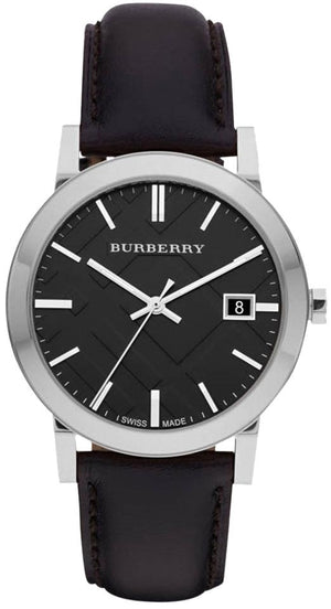 Buy Shop Burberry The City Black Dial Black Leather Strap Watch for Men - BU9009 USA Online