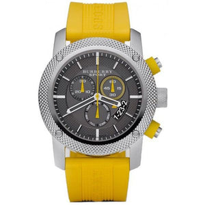 Buy Shop Burberry Sport Chronograph Grey Dial Yellow Rubber Strap Watch for Men - BU7712 USA Online