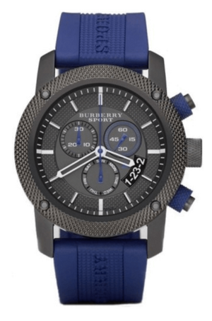 Buy Shop Burberry Sports Chronograph Black Dial Blue Rubber Strap Watch for Men - BU7714 USA Online