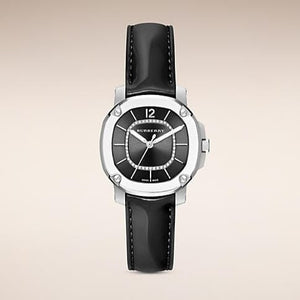 Buy Shop Burberry The Britain Diamonds Black Dial Black Leather Strap Watch for Women - BBY1809 USA Online
