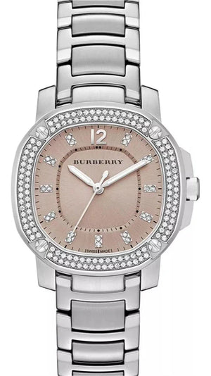 Buy Shop Burberry The Britain Diamonds Brown Dial Silver Steel Strap Watch for Women - BBY1803 USA Online