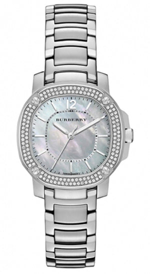 Buy Shop Burberry The Britain Diamonds Mother of Pearl Dial Silver Steel Strap Watch for Women - BBY1801 USA Online