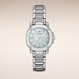 Buy Shop Burberry The Britain Diamonds Mother of Pearl Dial Silver Steel Strap Watch for Women - BBY1804 USA Online