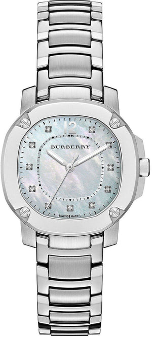 Buy Shop Burberry The Britain Diamonds Mother of Pearl Dial Silver Steel Strap Watch for Women - BBY1804 USA Online