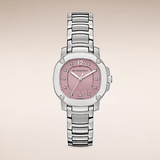 Buy Shop Burberry The Britain Diamonds Pink Dial Silver Steel Strap Watch for Women - BBY1805 USA Online