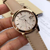 Buy Shop Burberry The City Beige Dial Beige Leather Strap Watch for Women - BU9109 USA Online