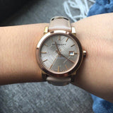 Buy Shop Burberry The City Beige Dial Beige Leather Strap Watch for Women - BU9207 USA Online
