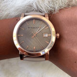 Buy Shop Burberry The City Beige Dial Brown Leather Strap Watch for Women - BU9014 USA Online