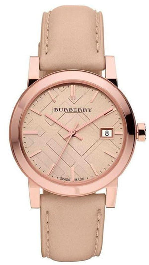 Buy Shop Burberry The City Beige Dial Brown Leather Strap Watch for Women - BU9014 USA Online