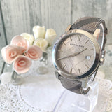 Buy Shop Burberry The City Beige Dial Chequered Brown Leather Strap Watch for Women - BU9029 USA Online