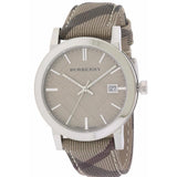 Buy Shop Burberry The City Beige Dial Chequered Brown Leather Strap Watch for Women - BU9029 USA Online