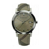 Buy Shop Burberry The City Beige Dial Chequered Brown Leather Strap Watch for Women - BU9029 USA Online