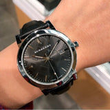 Buy Shop Burberry The City Black Dial Black Leather Strap Watch for Men - BU9009 USA Online