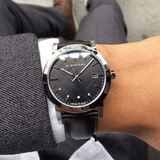 Buy Shop Burberry The City Black Dial Black Leather Strap Watch for Men - BU9009 USA Online