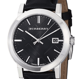 Buy Shop Burberry The City Black Dial Black Leather Strap Watch for Men - BU9009 USA Online