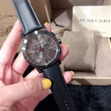 Buy Shop Burberry The City Black Dial Black Leather Strap Watch for Men - BU9364 USA Online