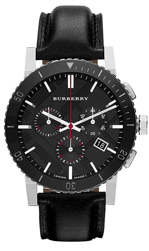 Buy Shop Burberry The City Black Dial Black Leather Strap Watch for Men - BU9382 USA Online